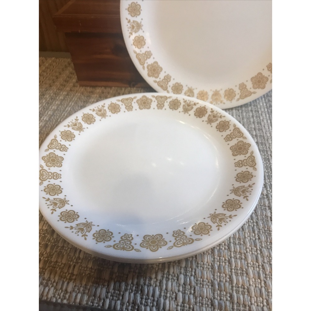 (4) Piece CORELLE DINNER PLATE SET in the "Butterfly Gold"‎ FLOWER PATTERN - Picture 2 of 6